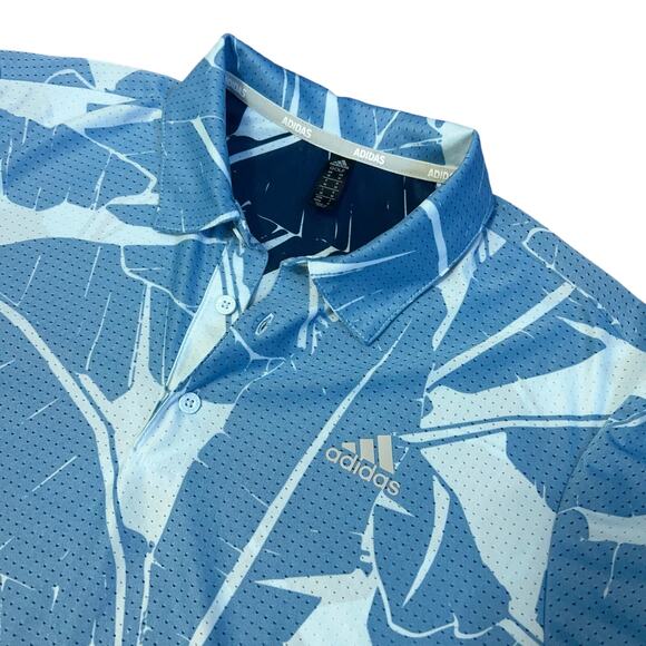 Adidas Polo Golf Medium Blue Print with Vent Pattern - Picture 3 of 5
